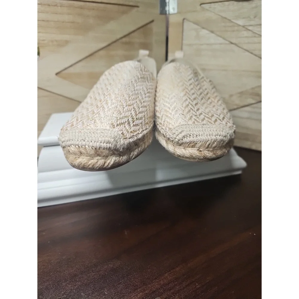Sam Edelman Khloe Espadrilles‎ 8.5 Beige Chevron Shoes Chevron Beach Boho #596